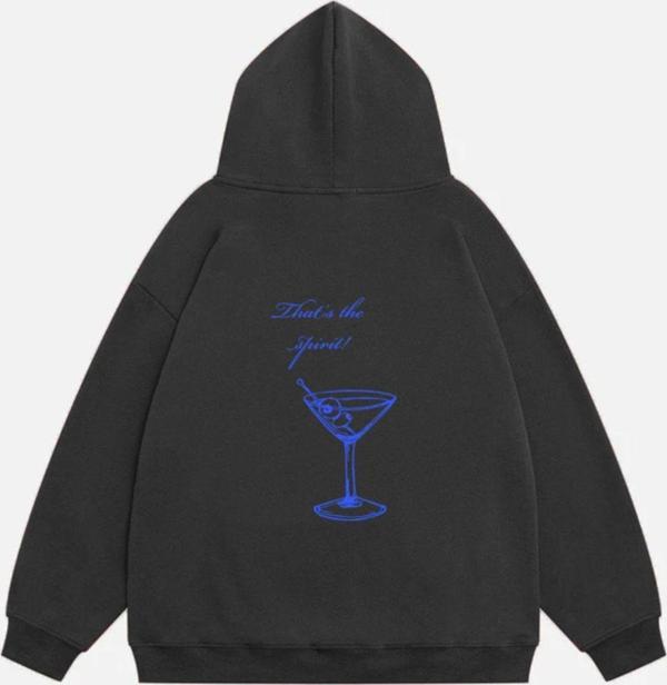 Mad&Calf Kadın That'S The Sprit Baskılı Kapüşonlu Polarlı Oversize Sweatshirt Füme 2XL - Image 1