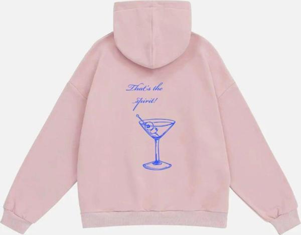 Mad&Calf Kadın That'S The Sprit Baskılı Kapüşonlu Polarlı Oversize Sweatshirt Pembe 2XL - Image 1