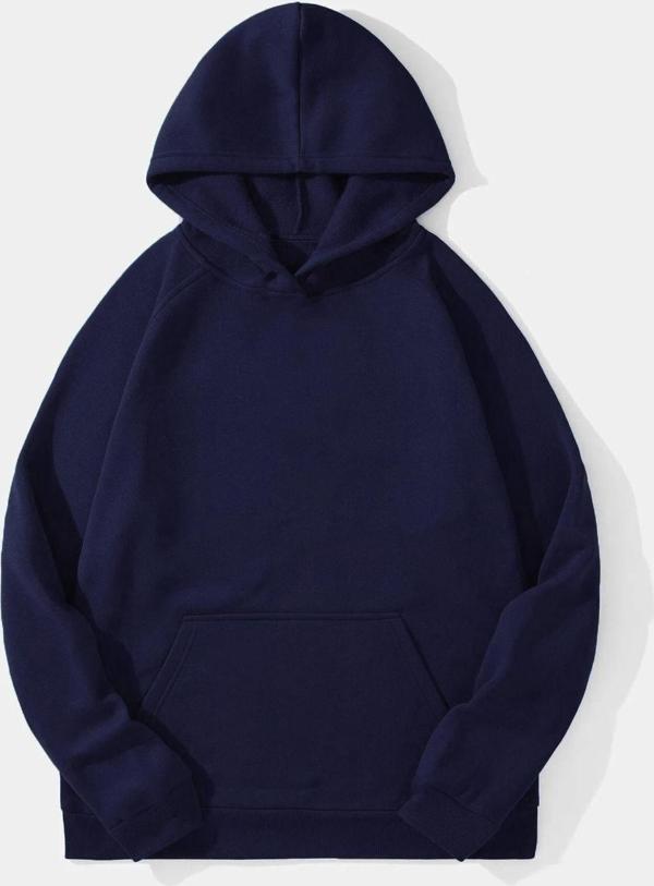 Mad&Calf Unisex Basic Kapüşonlu Cepli Sweatshirt Lacivert 2XL - Image 1