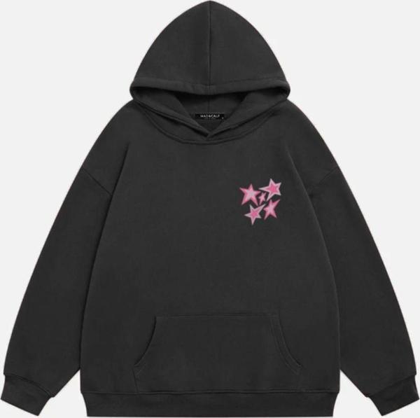 Mad&Calf Unisex True Blue Baskılı Kapüşonlu Polarlı Oversize Sweatshirt Füme 2XL - Image 1