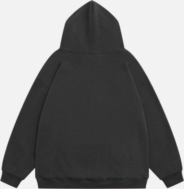 Mad&Calf Unisex Teddy Bear Baskılı Kapüşonlu Polarlı Oversize Sweatshirt Füme M - Image 1