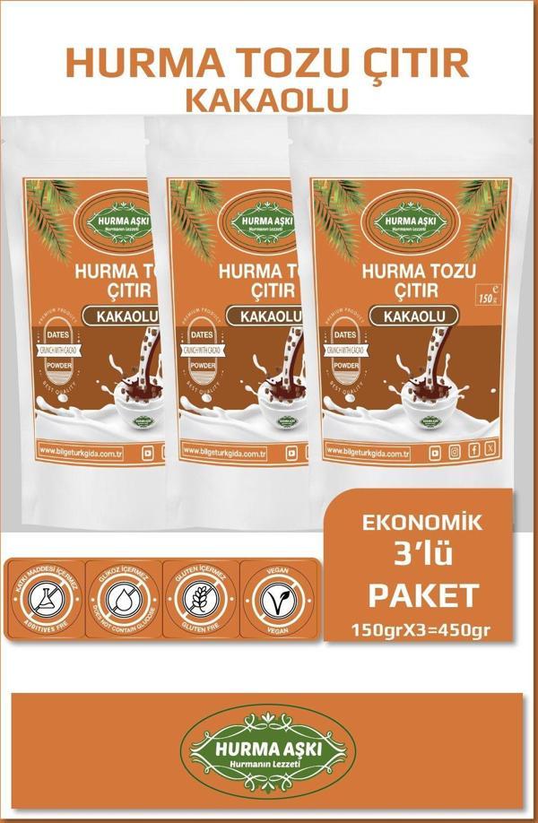 Hurma Aşkı Hurma Tozu Çıtır Kakaolu 150Grx3=450Gr - Image 1