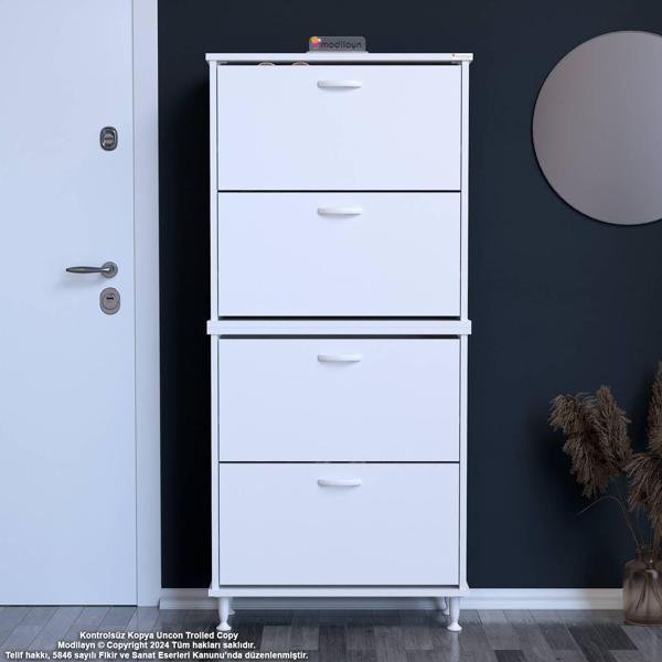 Modilayn UMAY' 2 Li Antre Hol 52 x 160 x 25, 5 cm’ lik 4 Düşer Kapak 8 Göz Bölmeli Ayakkabılık - Image 1