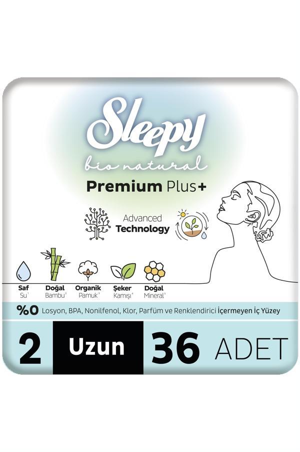 Sleepy Bio Natural Premium Plus Hijyenik Ped Mega Paket Uzun 36 Adet - Image 1