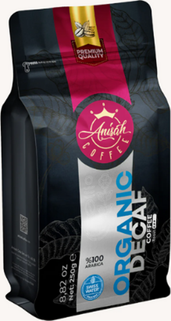 Anisah Coffee Decaf %100 Arabica Kafeinsiz Orta Kavrum Kahve Çekirdeği 250G | Organik | Decaffeinated Swiss Water - Image 1
