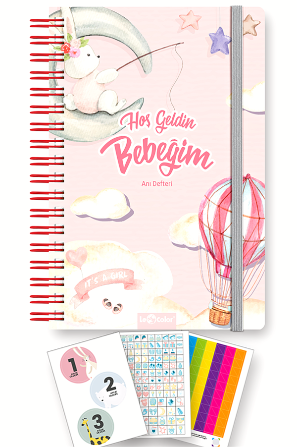 LeColor Bebek Anı Defteri ve Hamile Albümü Kız + Sticker - Image 1