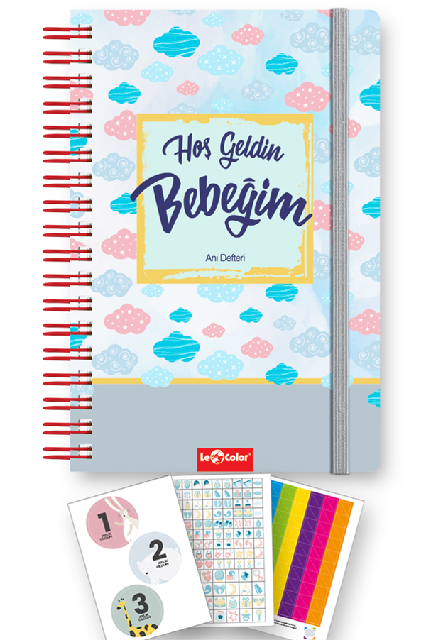 LeColor Bebek Anı Defteri ve Hamile Albümü Mavi + Sticker - Image 1