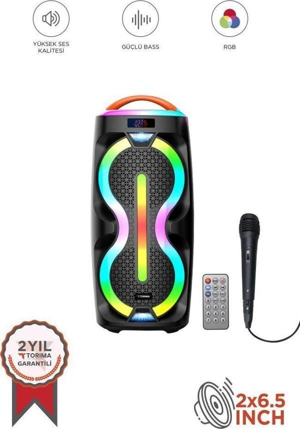 Torima D36 RGB Işıklı Mikrofonlu Kumandalı TWS Bluetooth Hoparlör Speaker - Image 1