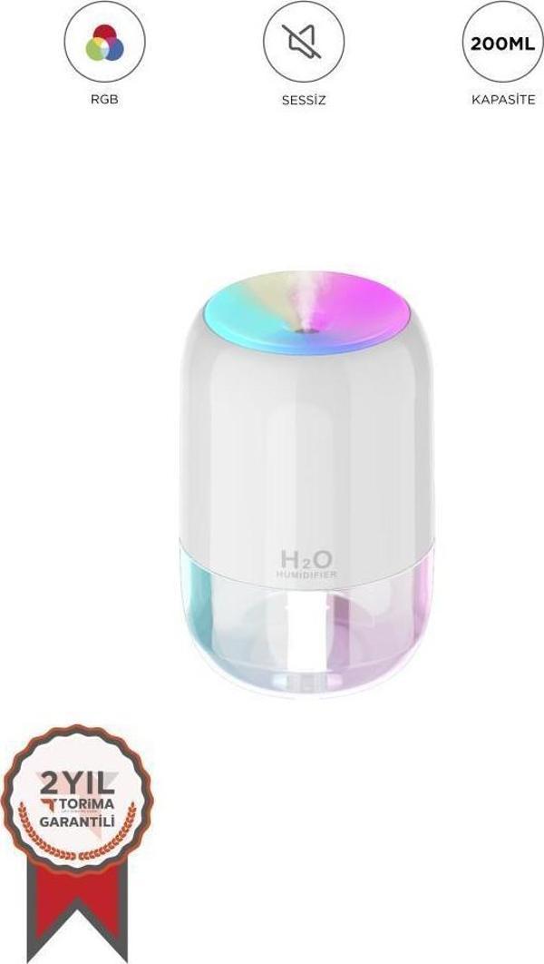 Torima H6 Beyaz 200ml Ultrasonik Renkli Hava Nemlendirici Buhar Makinesi Ve Aroma Difüzörü - Image 1