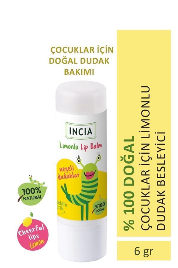 INCIA %100 Doğal Kids Dudak Besleyici Limonlu Bitkisel Nemlendirici Dudak Bakım Kremi 6 gr - Image 1