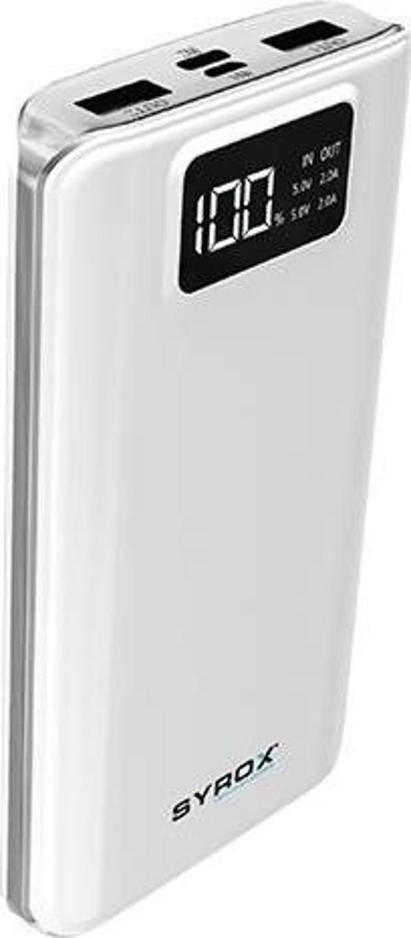 Syrox PB107 20.000mAh Dijital Göstergeli Çift Çıkışlı Powerbank - Beyaz - Image 1