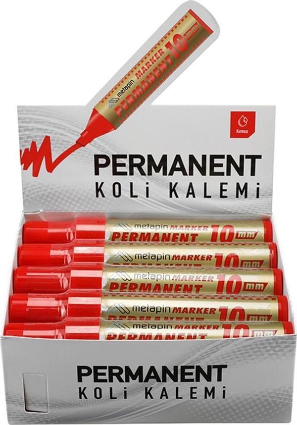 Metapin 10mm Permanent Koli Kalemi Kırmızı 10'lu - Image 1