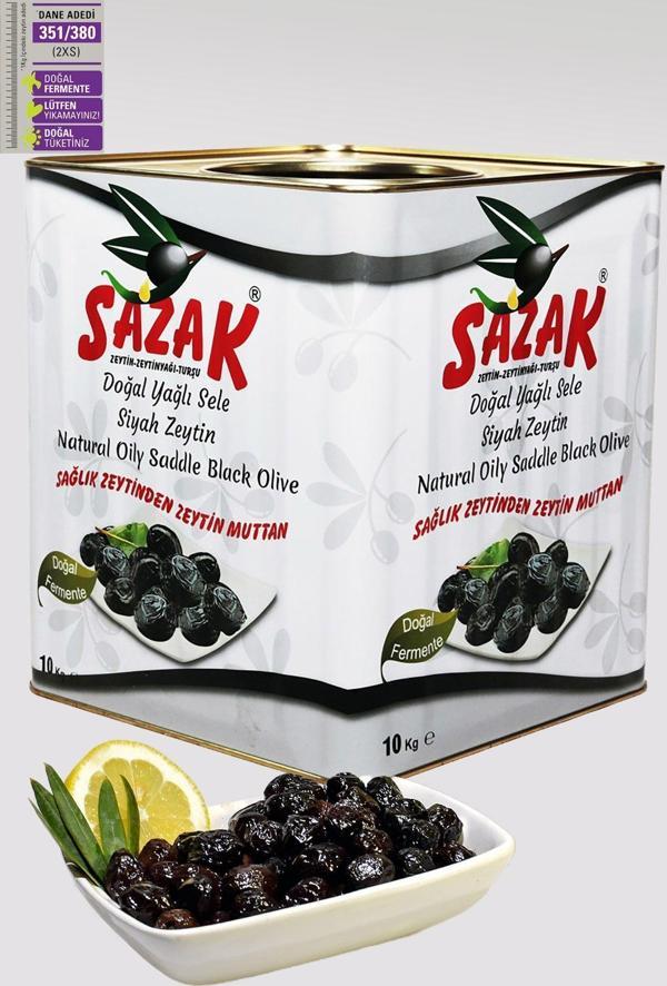 Sazak Zeytin Zeytinyağı Doğal Yağlı Sele Siyah Zeytin 10 Kg Orta Büyüklük 351-380 Kalibre 2Xs - Image 1