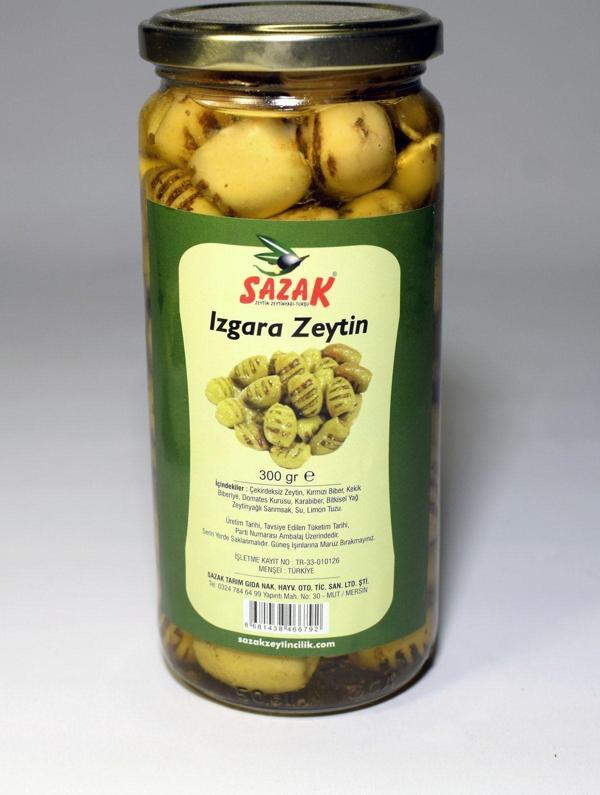 Sazak Zeytin Zeytinyağı Izgara Yeşil Zeytin Cam 300 Gr Grill Olive - Image 1
