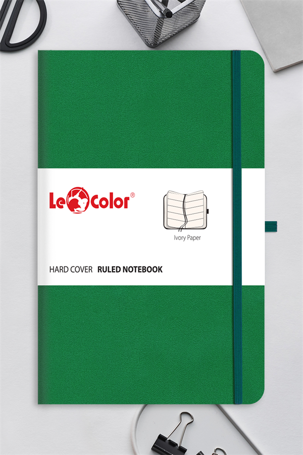 LeColor Tarihsiz Klasik Defter Rec Note 13x21 Çizgili Yeşil - Image 1