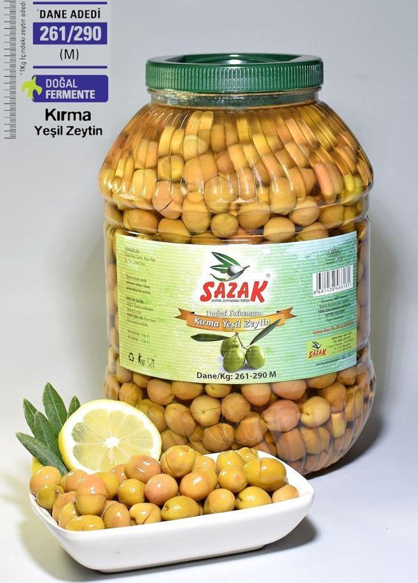 Sazak Zeytin Zeytinyağı Yeşil Kırma Zeytin ( 261-290 M Kalibre) 5 Lt Pet Iri Tane - Image 1