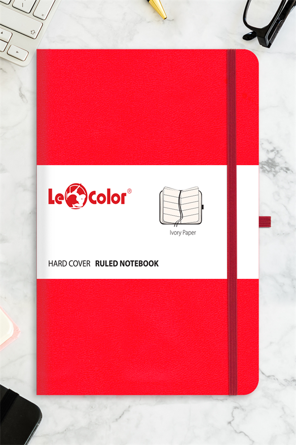 LeColor Tarihsiz Klasik Defter Rec Note 13x21 Çizgili Kırmızı - Image 1