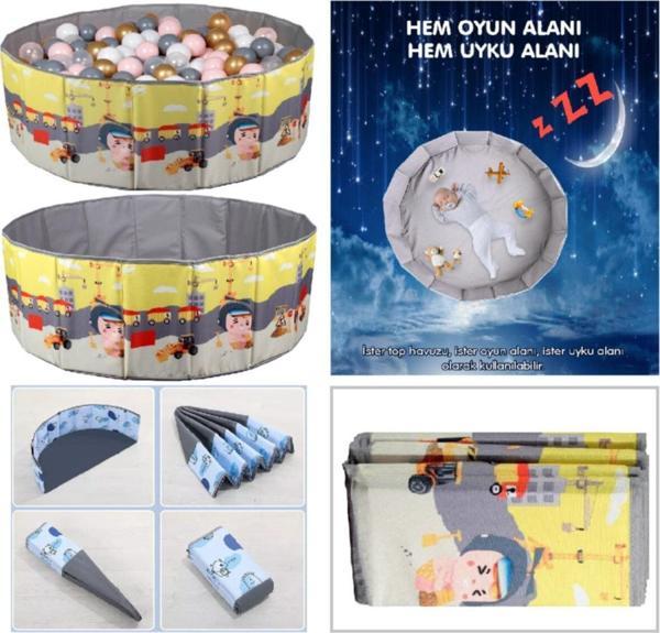 Baby Marine Katlanabilir Top Havuzu - Oyun Alanı - Oyun Halısı + 150 Adet 5 Renk Top Hediye - Image 1