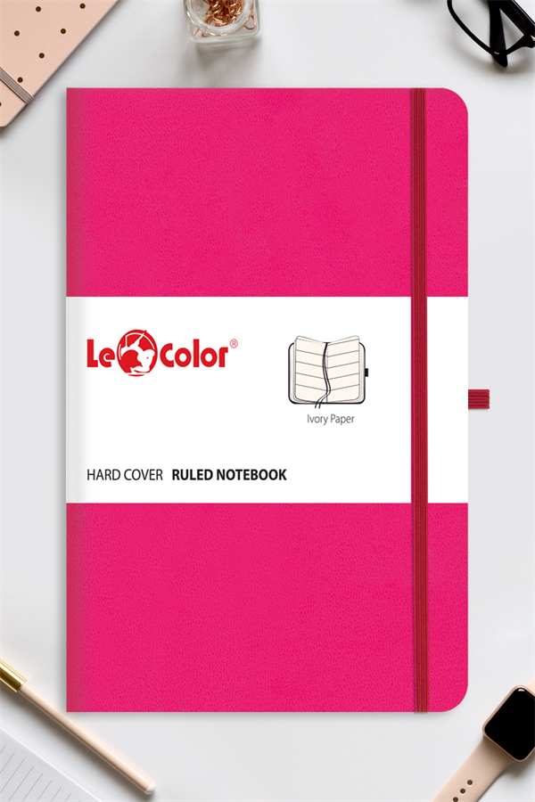 LeColor Tarihsiz Klasik Defter Rec Note 13x21 Çizgili Pembe - Image 1