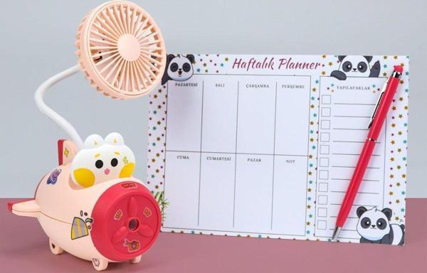 Trendmiya Touch Pen & Haftalık Planner & Sevimli Masa Fanı Hediye Seti - Image 1