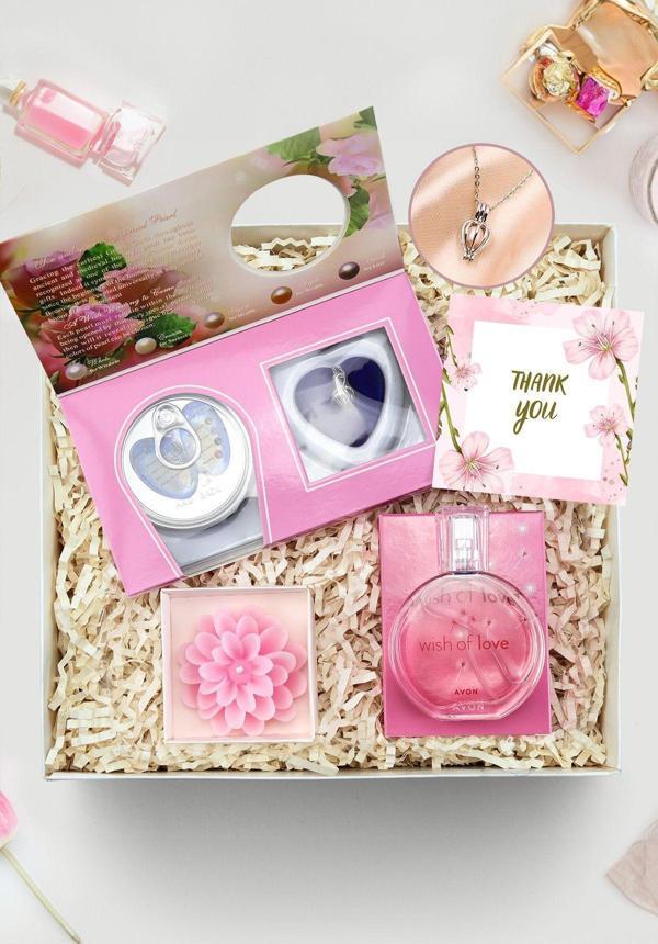 Trendmiya Wish Of Love Parfüm & Lotus Mum & İstiridye İçinde Gerçek Kültür İnci Kolye Kadın Hediye Seti - Image 1