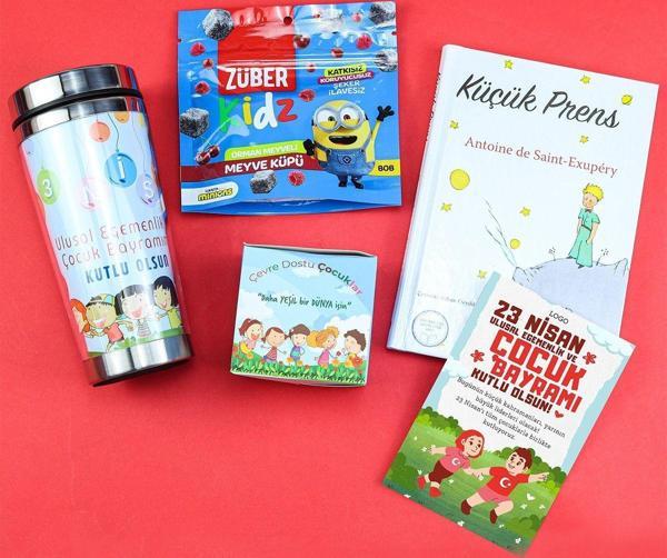 Trendmiya 23 Nisan Tasarımlı Çelik Termos & Çocuk Dikim Kiti & Küçük Prens Kitabı & Züber Kidz Hediye Seti - Image 1