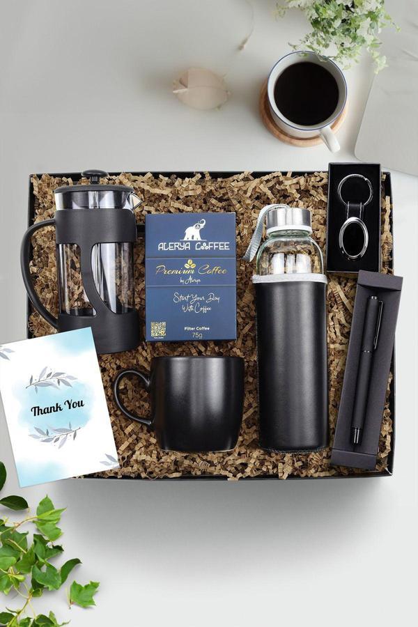Trendmiya Mat Roller Kalem & Deri Kılıf Cam Matara & Kupa & French Press & Premium Filtre Kahve & Anahtarlık - Image 1