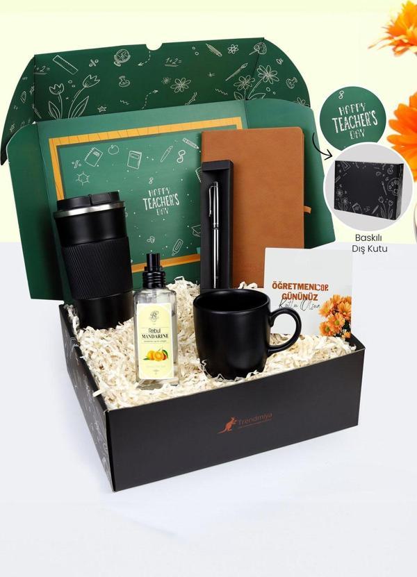 Trendmiya Öğretmenler Gününe Özel Kutusunda 500 Ml Termos & Defter & Kolonya & Roller Kalem & Kupa Hediye Seti - Image 1