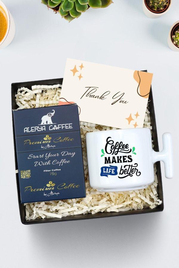 Trendmiya Coffee Tasarım T Kupa & Alerya Premium Filtre Kahve Hediye Seti - Image 1