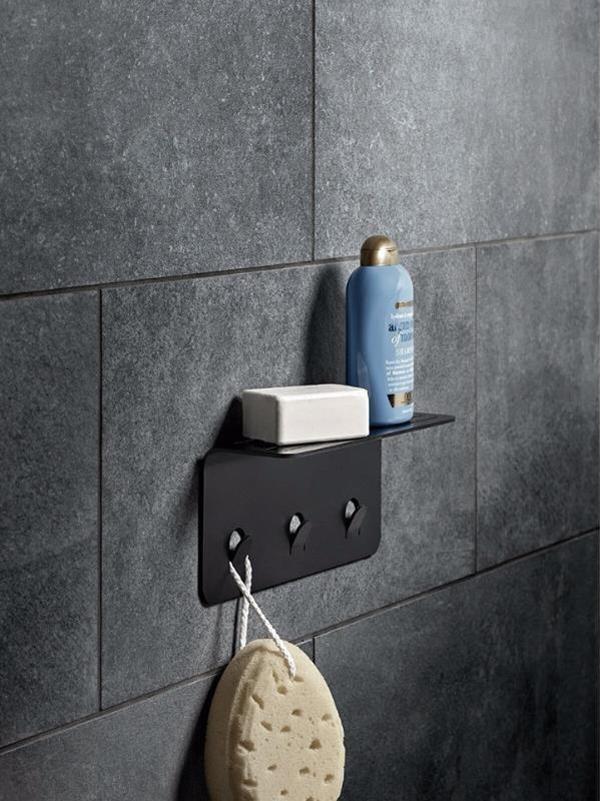 Modern Paslanmaz Metal Duş Rafı, Duş Düzenleyici, Banyo Rafı, Bayno Şampuanlık Siyah - Image 1