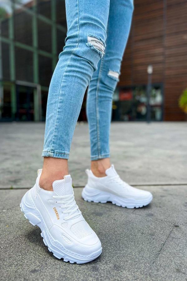 CH089 CBT Low Top Lace Up Erkek Ayakkabı BEYAZ - Image 1