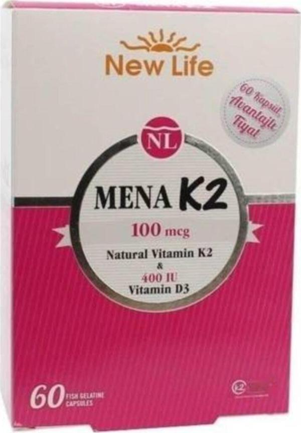 New Life Mena K2+D3 Natural Vitamin 60 Kapsül - Image 1