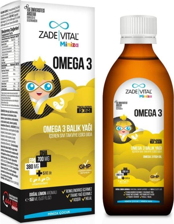 Zade Vital Miniza Omega-3 Balık Yağı 150 Ml - Image 1