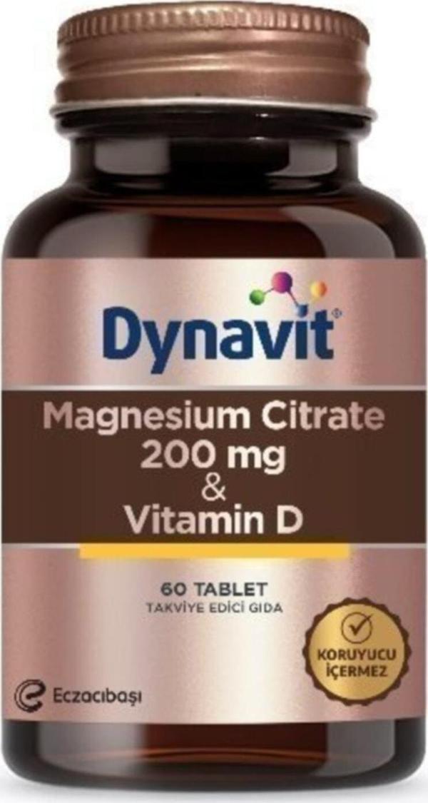 Dynavit Magrnesium Citrate 200 Mgr Vitamin D / 60 Tb - Image 1