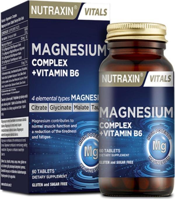 Nutraxin Magrnezyum Complex 60 Tablet 250 Mgr - Bisigrlinat - Taurat - Malat - Sitrat - B6 - Image 1