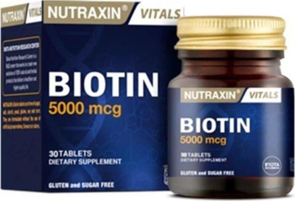 Nutraxin Biotin 5000 Mcgr Takviye Edici grıda 30 Tablet - Image 1