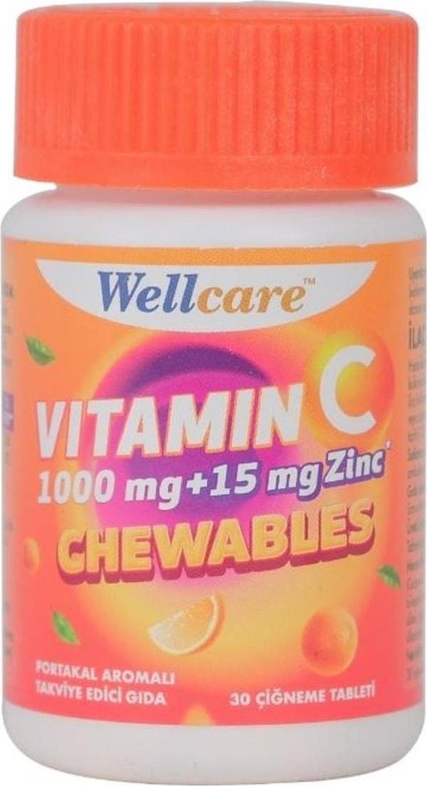 Wellcare Vitamin C 1000Mg + Çinko 15 Mg 30 Çiğneme Tableti - Image 1