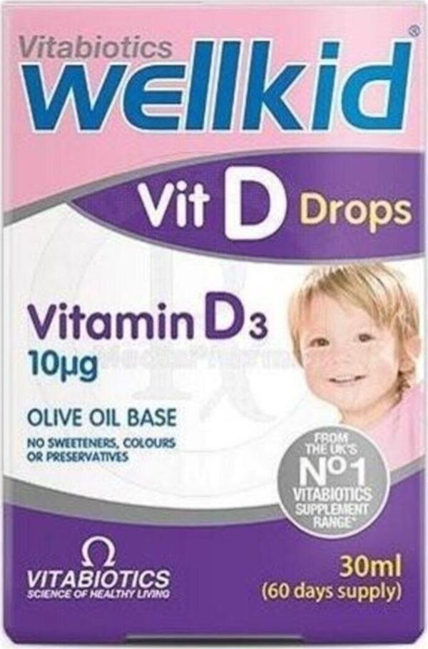 Vitabiotics Wellkid Vit D Drops Vitamin D3 10Mcg 30Ml Sprey 5021265220038 - Image 1