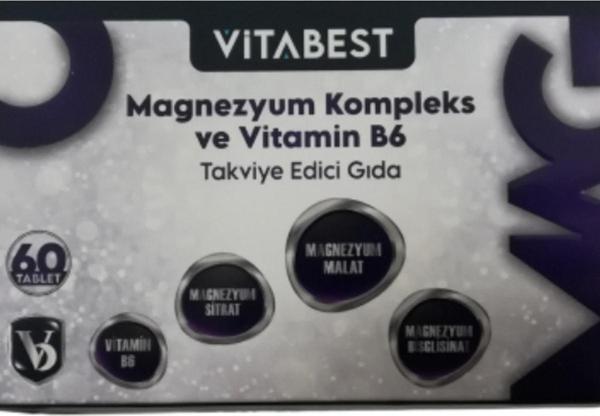 Vitabest Magnezyum Kompleks Ve Vitamin B6 60 Tablet - Image 1