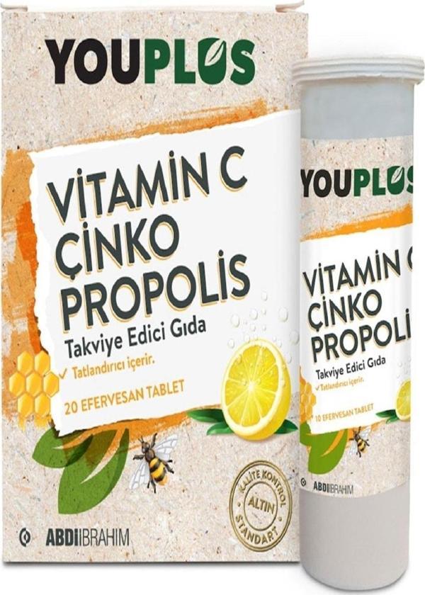 Youplus Vitamin C Çinko Propolis 20 Efervesan Tablet - Image 1