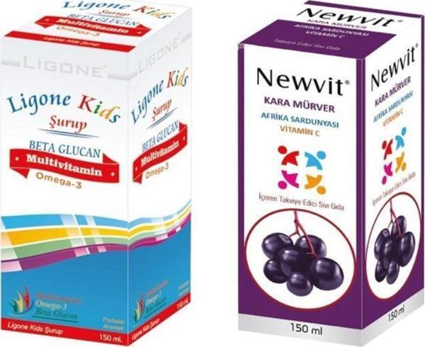 Newvit Ligone Kids Multivitamin Şurup 150 Ml + Sambucus Nigra Şurup - Image 1