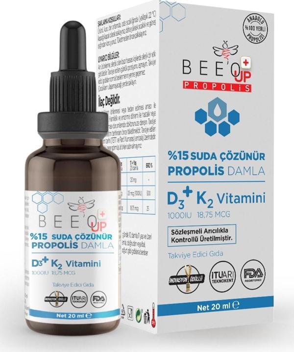 Bee'O Bee`O Up Propolis D3+K2 Suda Çözünebilir Damla - Image 1