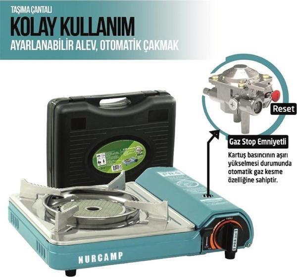 Nurcamp Seramik Brülörlü Portatif Tekli Ocak Mavi - Image 1