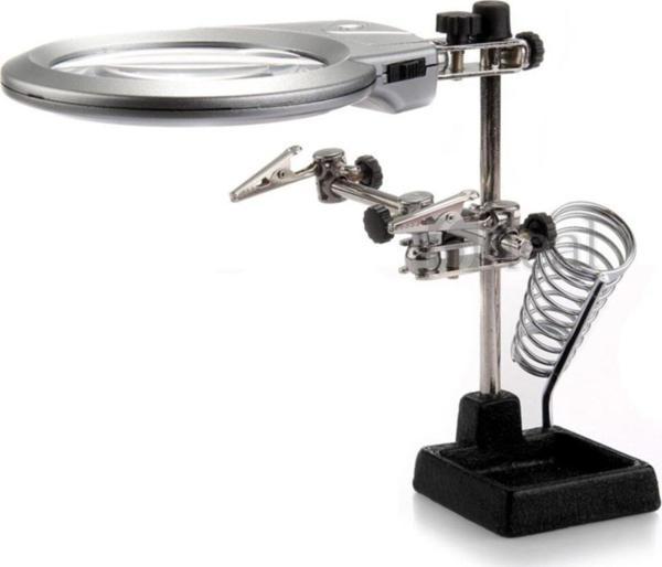 Nikula Mg16129-B 130 Mm. 2.5X, 5X Mercek Masa Üstü Ledli Mini Büyüteç Havya Stand Pcb Tutucu - Image 1
