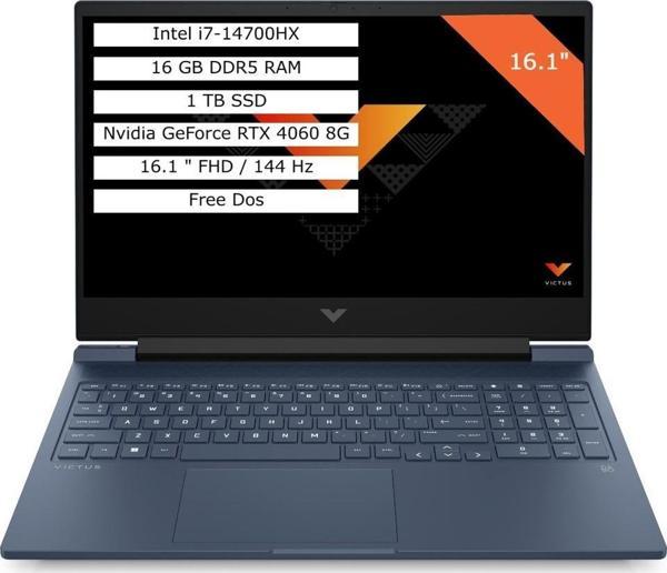 HP Victus 16-R1041Nt 9J243Ea Intel I7-14700Hx 16Gb 1Tb Ssd 8Gb Rtx4060 16.1 144Hz Gaming Notebook - Image 1