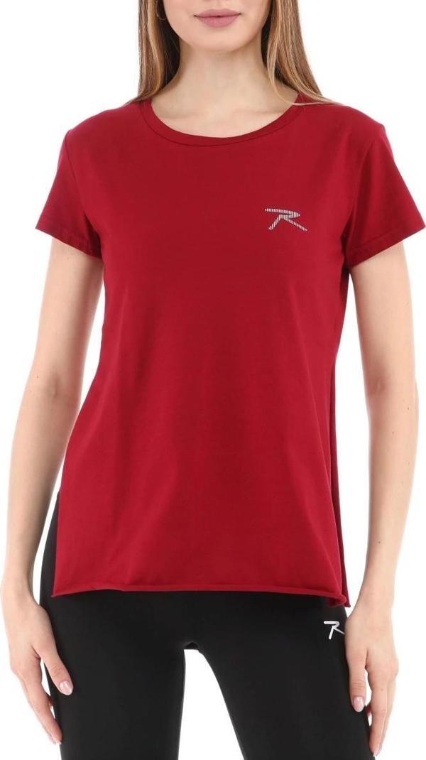 Raru Kadın %100 Pamuk Bisiklet Yaka T-Shirt FUMUS BORDO - Image 1