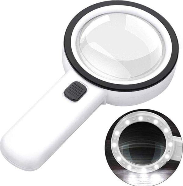 Profisher 30X 95 Mm Çift Hd Optik Cam Lens El Büyüteç 1 Uv 12 Led Işıklı - Image 1