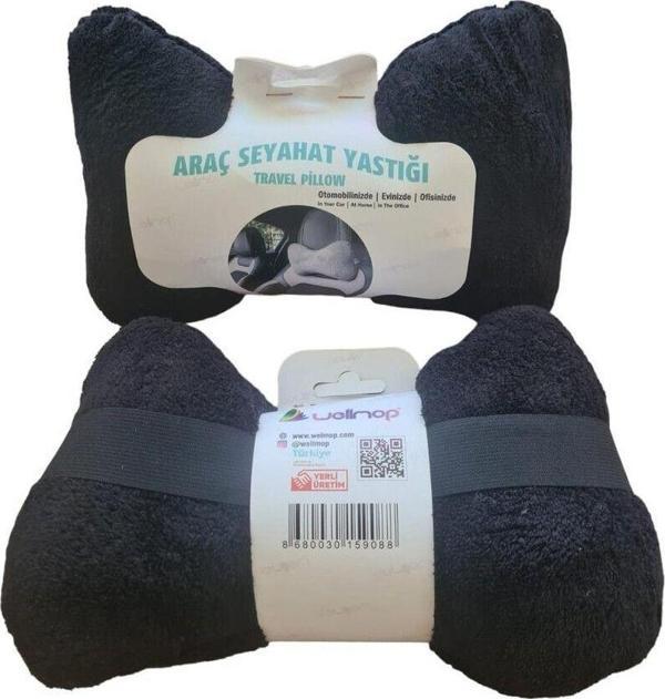 KEMİK ARAÇ SEYAHAT BOYUN YASTIĞI 2'Lİ SİYAH OTO YASTIĞI - Image 1