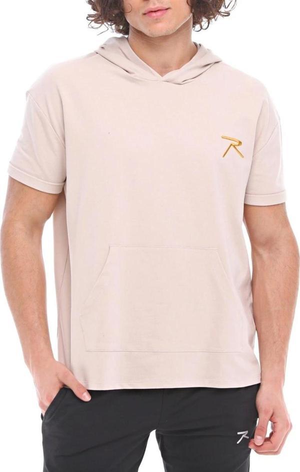 Raru Pamuklu Kapüşonlu Kısa Kollu Sweatshirt OCULUS BEJ - Image 1