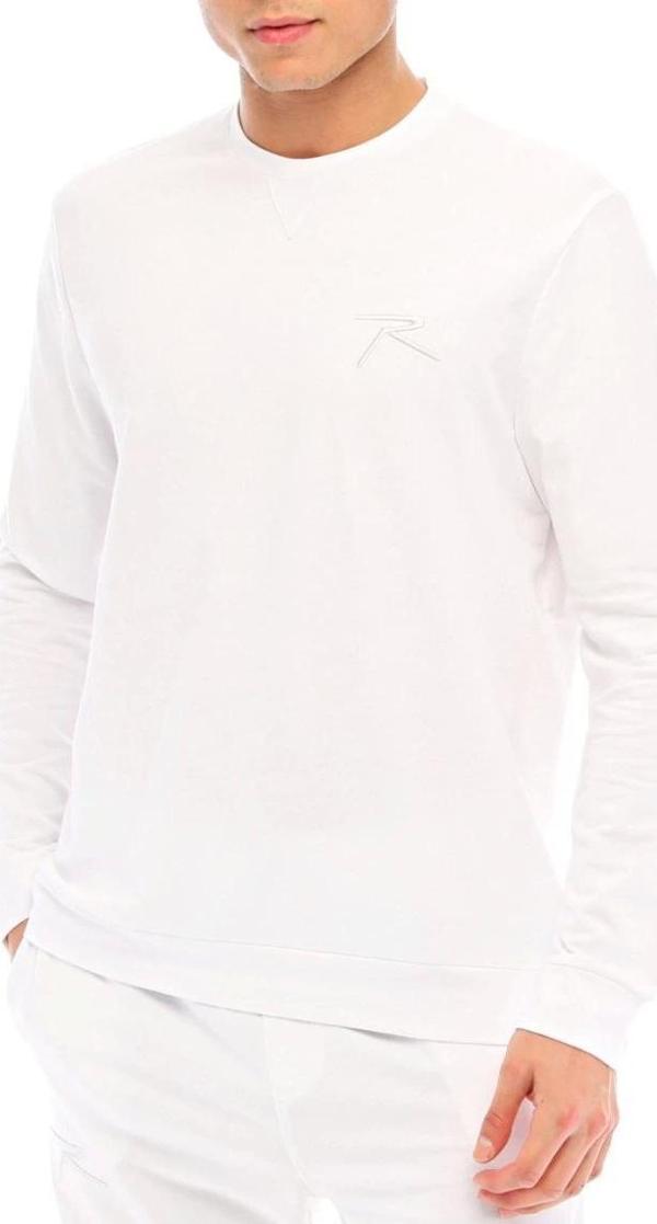 Raru Pamuklu Bisiklet Yaka Basic Sweatshirt OMNIS BEYAZ - Image 1